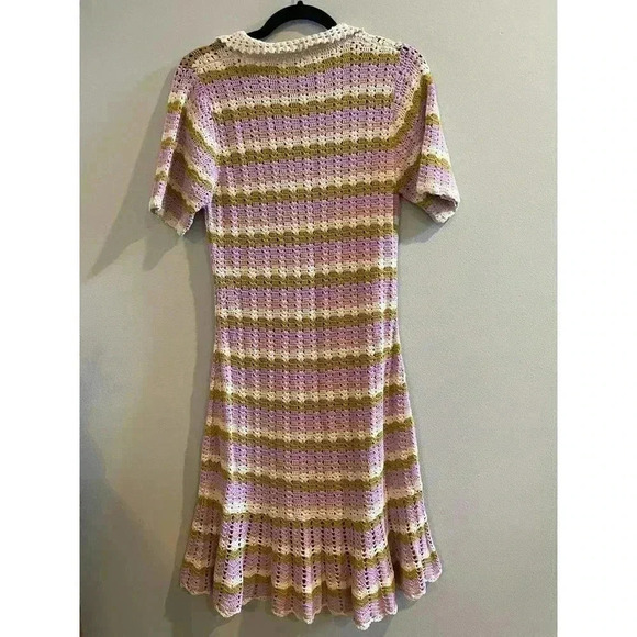 Sandro Multicoloured crochet polo mini dress 38 US 6 S M knit stripe Ethel multi - Picture 11 of 12